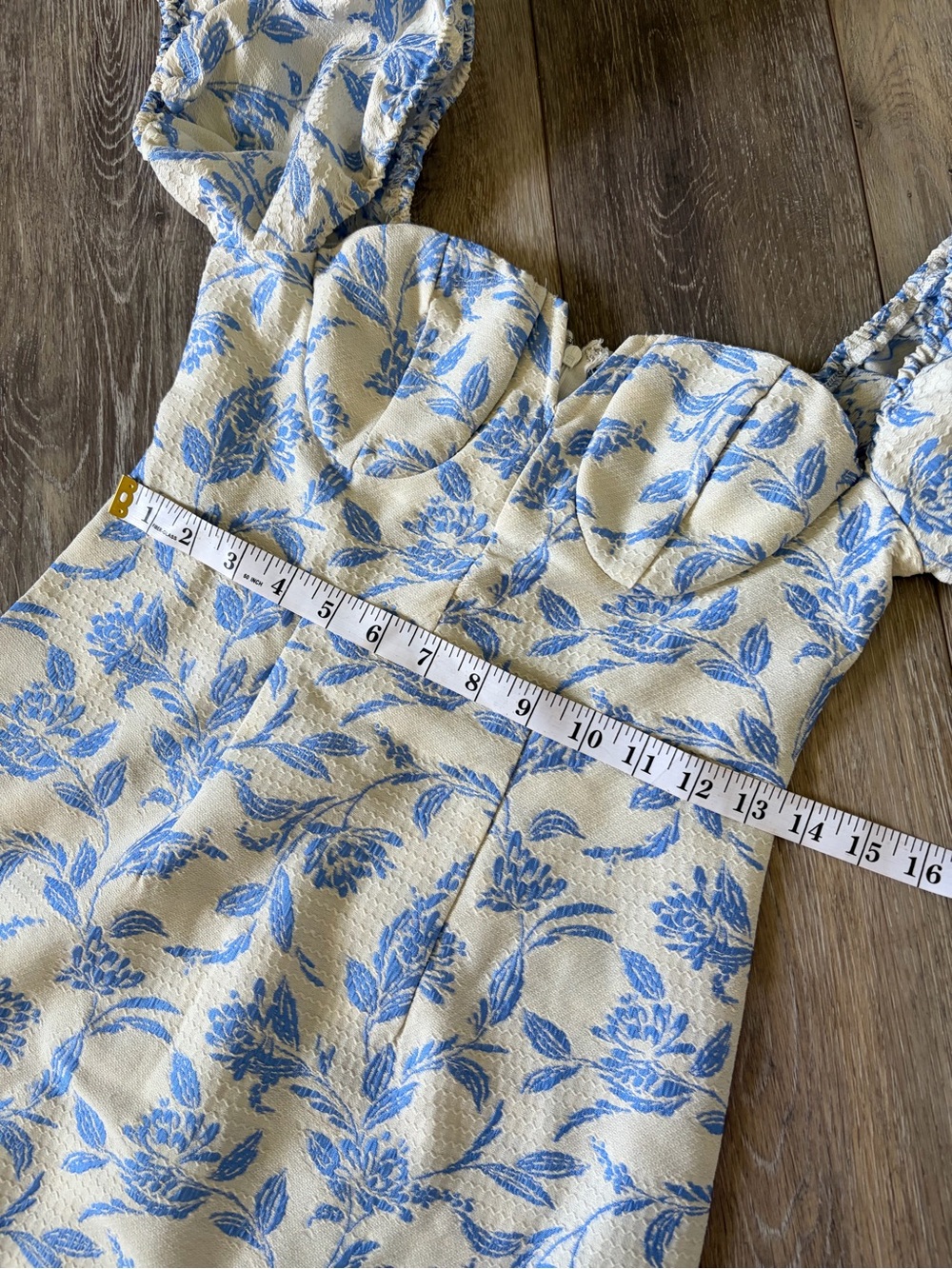 SHEIN Mod Blue Floral Puff-Sleeve Mini Dress - Picture 10 of 10